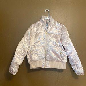 Gap Women’s M cream/blush metallic bomber jacket